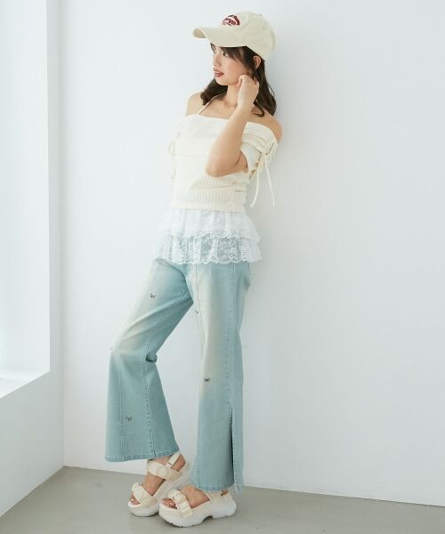 MAJESTIC LEGON / マジェスティックレゴン カットソー | 裾レースオフショルトップス | 詳細3