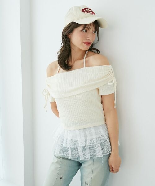 MAJESTIC LEGON / マジェスティックレゴン カットソー | 裾レースオフショルトップス | 詳細5