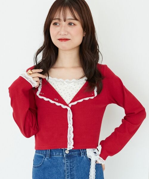 MAJESTIC LEGON / マジェスティックレゴン カーディガン・ボレロ | レース使いキャミカーデセット | 詳細11