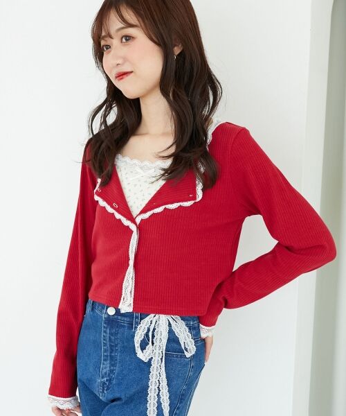 MAJESTIC LEGON / マジェスティックレゴン カーディガン・ボレロ | レース使いキャミカーデセット | 詳細12