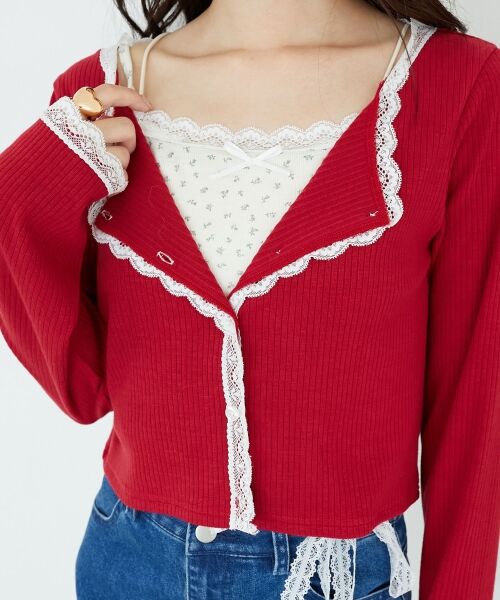 MAJESTIC LEGON / マジェスティックレゴン カーディガン・ボレロ | レース使いキャミカーデセット | 詳細14