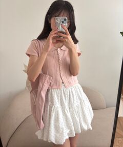 MAJESTIC LEGON / マジェスティックレゴン カーディガン・ボレロ | 襟付き透かし柄カーディガン