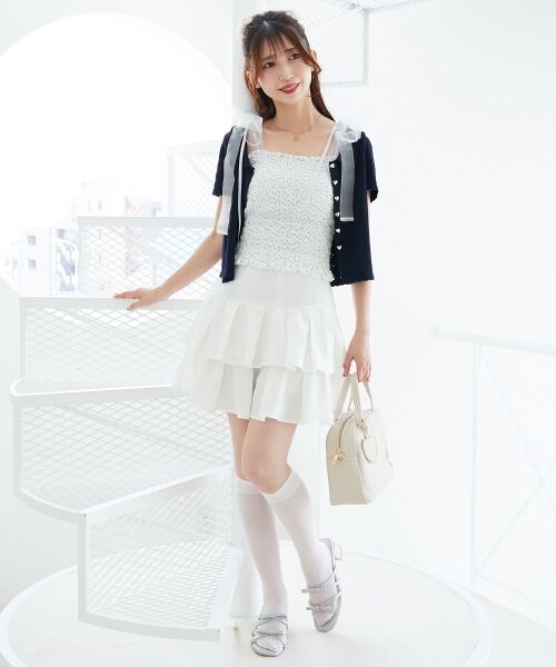 MAJESTIC LEGON / マジェスティックレゴン カーディガン・ボレロ | 襟付き透かし柄カーディガン | 詳細13