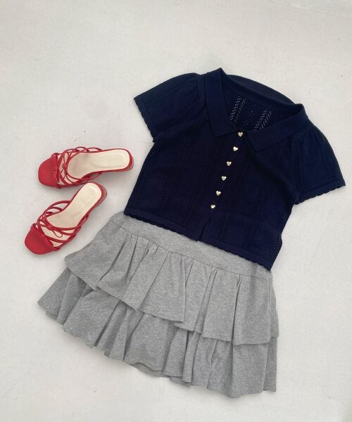 MAJESTIC LEGON / マジェスティックレゴン カーディガン・ボレロ | 襟付き透かし柄カーディガン | 詳細16