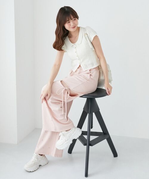 MAJESTIC LEGON / マジェスティックレゴン カーディガン・ボレロ | 襟付き透かし柄カーディガン | 詳細17