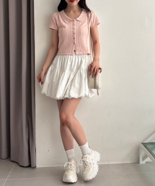 MAJESTIC LEGON / マジェスティックレゴン カーディガン・ボレロ | 襟付き透かし柄カーディガン | 詳細2