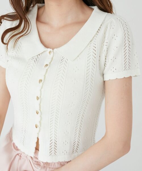 MAJESTIC LEGON / マジェスティックレゴン カーディガン・ボレロ | 襟付き透かし柄カーディガン | 詳細25