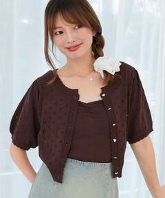 MAJESTIC LEGON / マジェスティックレゴン カーディガン・ボレロ | キャミセットフラワーアイレットクルーカーデ