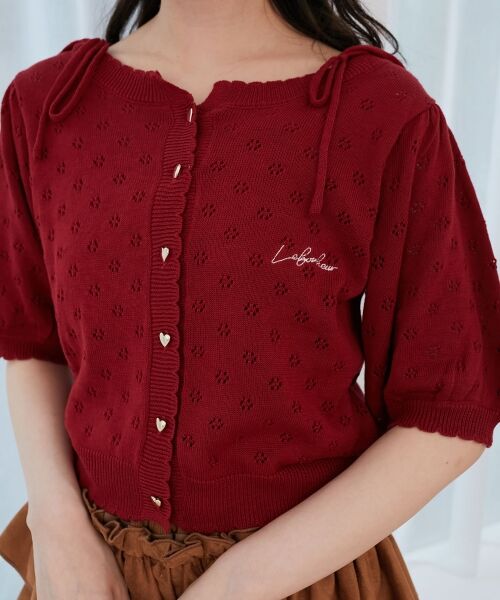 MAJESTIC LEGON / マジェスティックレゴン カーディガン・ボレロ | キャミセットフラワーアイレットクルーカーデ | 詳細14