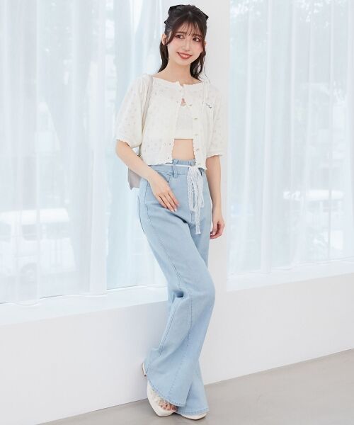 MAJESTIC LEGON / マジェスティックレゴン カーディガン・ボレロ | キャミセットフラワーアイレットクルーカーデ | 詳細2