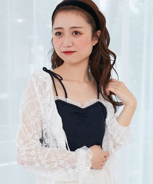 MAJESTIC LEGON / マジェスティックレゴン カーディガン・ボレロ | キャミセットフラワーアイレットクルーカーデ | 詳細24