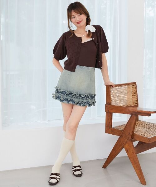 MAJESTIC LEGON / マジェスティックレゴン カーディガン・ボレロ | キャミセットフラワーアイレットクルーカーデ | 詳細27