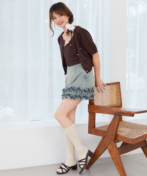 MAJESTIC LEGON / マジェスティックレゴン カーディガン・ボレロ | キャミセットフラワーアイレットクルーカーデ | 詳細28