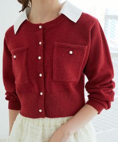 MAJESTIC LEGON / マジェスティックレゴン カーディガン・ボレロ | 取り外し襟付きニットカーデ