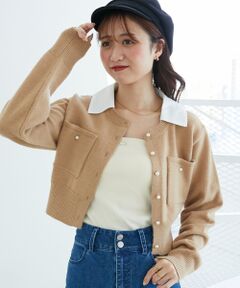 MAJESTIC LEGON / マジェスティックレゴン カーディガン・ボレロ | 取り外し襟付きニットカーデ