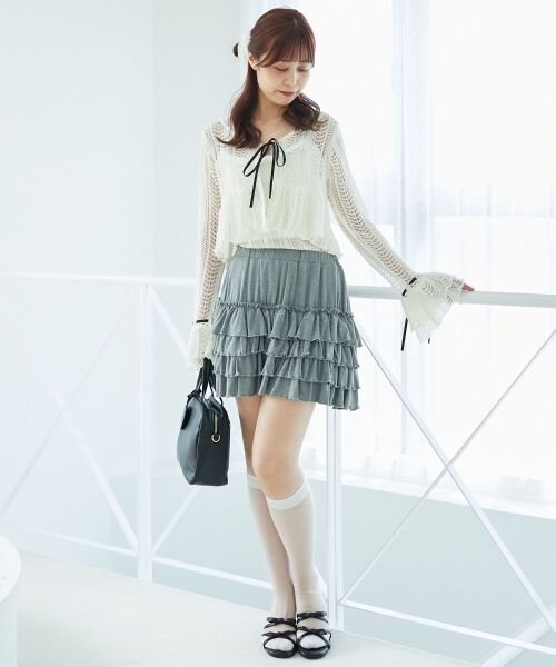 MAJESTIC LEGON / マジェスティックレゴン カーディガン・ボレロ | キャミセットレーシー長袖カーデ | 詳細1