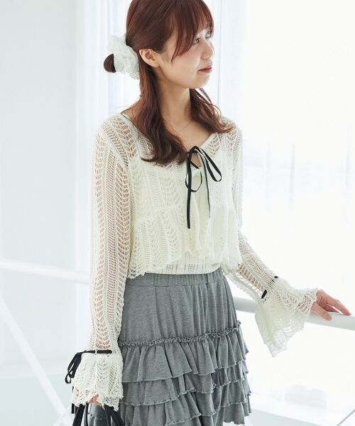MAJESTIC LEGON / マジェスティックレゴン カーディガン・ボレロ | キャミセットレーシー長袖カーデ | 詳細5
