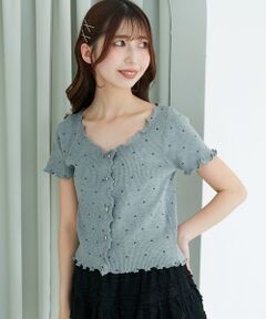 MAJESTIC LEGON / マジェスティックレゴン カーディガン・ボレロ | ドットパターンリブカーディガン