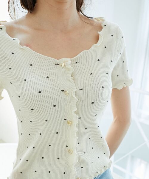 MAJESTIC LEGON / マジェスティックレゴン カーディガン・ボレロ | ドットパターンリブカーディガン | 詳細11