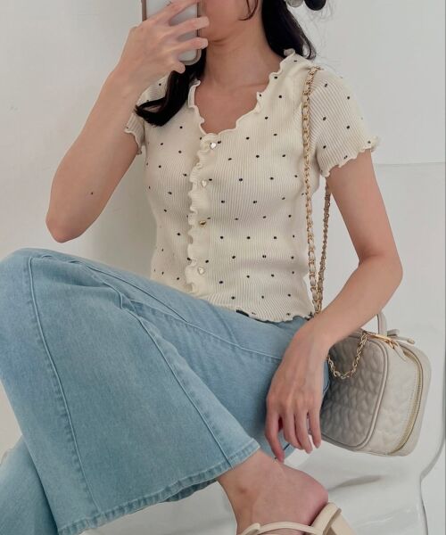 MAJESTIC LEGON / マジェスティックレゴン カーディガン・ボレロ | ドットパターンリブカーディガン | 詳細12