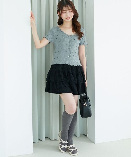 MAJESTIC LEGON / マジェスティックレゴン カーディガン・ボレロ | ドットパターンリブカーディガン | 詳細13