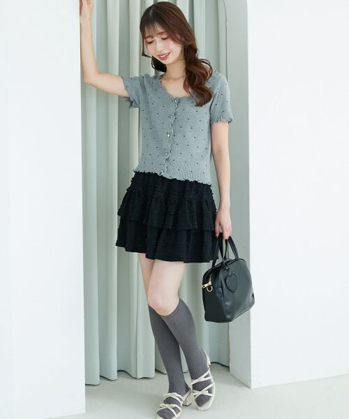 MAJESTIC LEGON / マジェスティックレゴン カーディガン・ボレロ | ドットパターンリブカーディガン | 詳細14