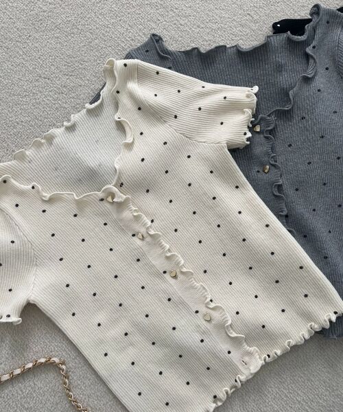 MAJESTIC LEGON / マジェスティックレゴン カーディガン・ボレロ | ドットパターンリブカーディガン | 詳細2