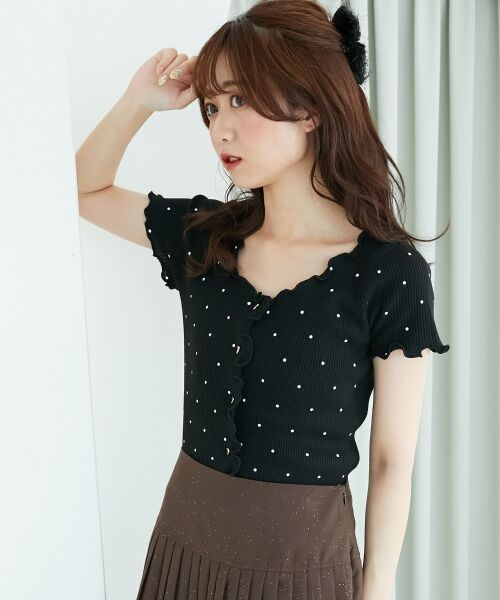 MAJESTIC LEGON / マジェスティックレゴン カーディガン・ボレロ | ドットパターンリブカーディガン | 詳細24