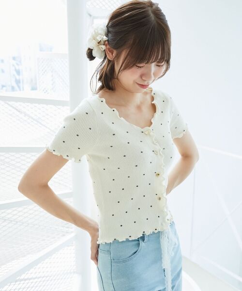 MAJESTIC LEGON / マジェスティックレゴン カーディガン・ボレロ | ドットパターンリブカーディガン | 詳細9