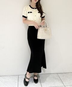 MAJESTIC LEGON / マジェスティックレゴン カーディガン・ボレロ | バイカラーケーブルニットカーデ