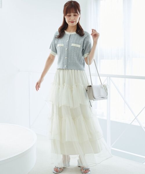 MAJESTIC LEGON / マジェスティックレゴン カーディガン・ボレロ | バイカラーケーブルニットカーデ | 詳細11