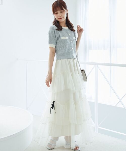 MAJESTIC LEGON / マジェスティックレゴン カーディガン・ボレロ | バイカラーケーブルニットカーデ | 詳細12