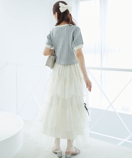 MAJESTIC LEGON / マジェスティックレゴン カーディガン・ボレロ | バイカラーケーブルニットカーデ | 詳細13