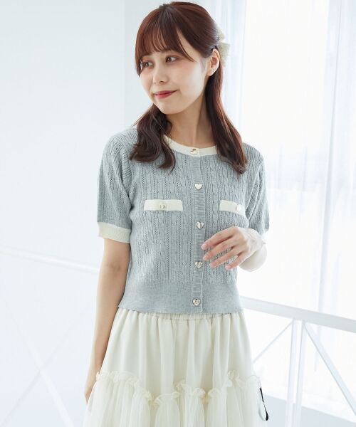 MAJESTIC LEGON / マジェスティックレゴン カーディガン・ボレロ | バイカラーケーブルニットカーデ | 詳細14