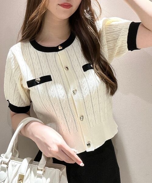 MAJESTIC LEGON / マジェスティックレゴン カーディガン・ボレロ | バイカラーケーブルニットカーデ | 詳細19