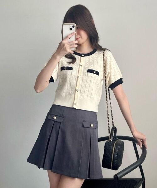 MAJESTIC LEGON / マジェスティックレゴン カーディガン・ボレロ | バイカラーケーブルニットカーデ | 詳細21