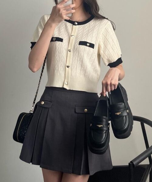 MAJESTIC LEGON / マジェスティックレゴン カーディガン・ボレロ | バイカラーケーブルニットカーデ | 詳細22