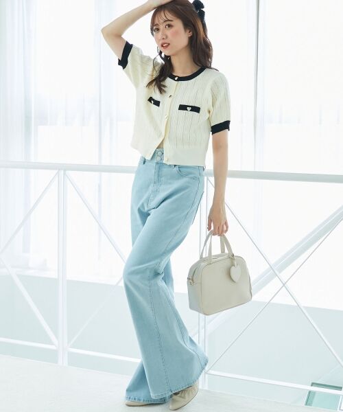 MAJESTIC LEGON / マジェスティックレゴン カーディガン・ボレロ | バイカラーケーブルニットカーデ | 詳細24