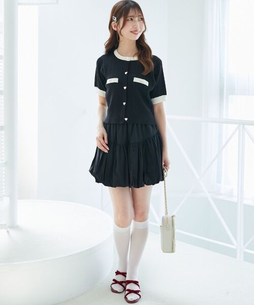 MAJESTIC LEGON / マジェスティックレゴン カーディガン・ボレロ | バイカラーケーブルニットカーデ | 詳細3