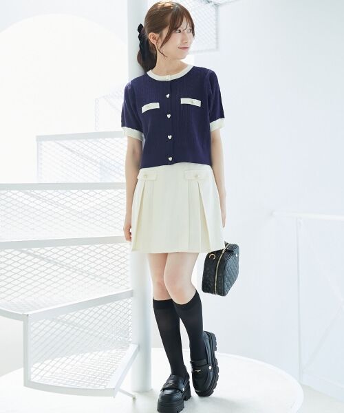 MAJESTIC LEGON / マジェスティックレゴン カーディガン・ボレロ | バイカラーケーブルニットカーデ | 詳細30