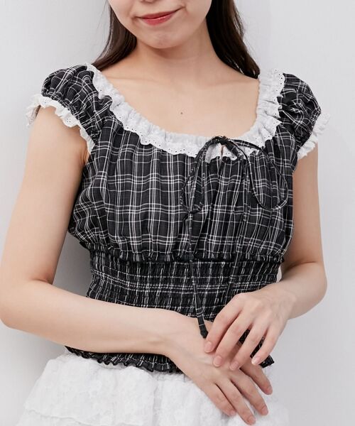 MAJESTIC LEGON / マジェスティックレゴン シャツ・ブラウス | バイカラープチフリルブラウス | 詳細12