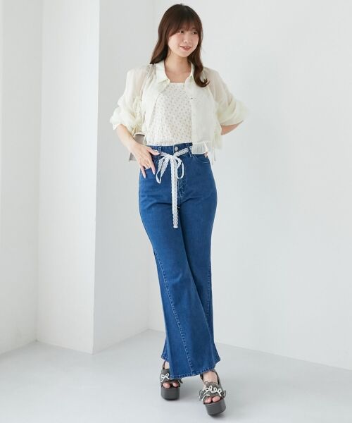 MAJESTIC LEGON / マジェスティックレゴン シャツ・ブラウス | インナー付きドロストシアーブラウス | 詳細1