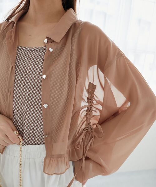 MAJESTIC LEGON / マジェスティックレゴン シャツ・ブラウス | インナー付きドロストシアーブラウス | 詳細22