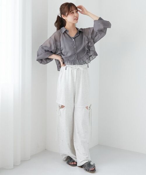 MAJESTIC LEGON / マジェスティックレゴン シャツ・ブラウス | インナー付きドロストシアーブラウス | 詳細23