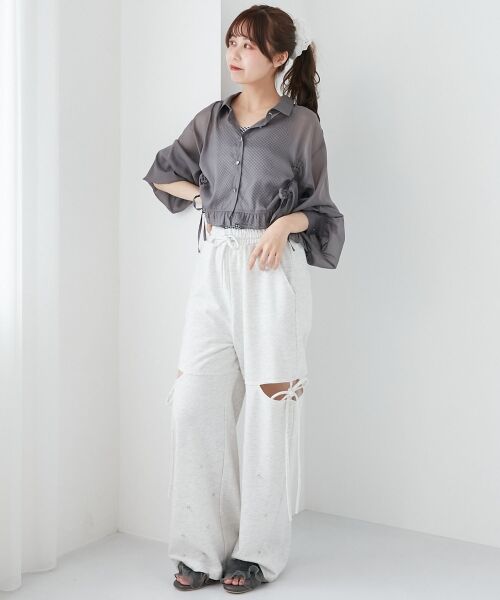 MAJESTIC LEGON / マジェスティックレゴン シャツ・ブラウス | インナー付きドロストシアーブラウス | 詳細24