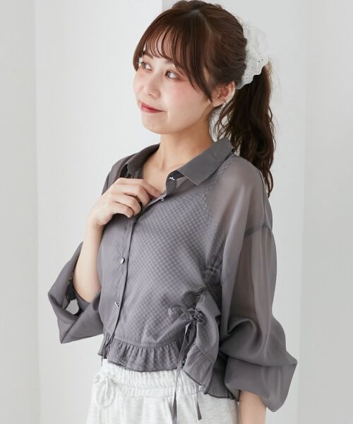 MAJESTIC LEGON / マジェスティックレゴン シャツ・ブラウス | インナー付きドロストシアーブラウス | 詳細27