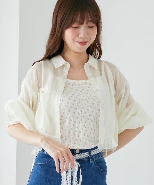 MAJESTIC LEGON / マジェスティックレゴン シャツ・ブラウス | インナー付きドロストシアーブラウス | 詳細4