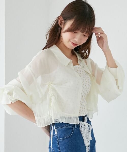 MAJESTIC LEGON / マジェスティックレゴン シャツ・ブラウス | インナー付きドロストシアーブラウス | 詳細5