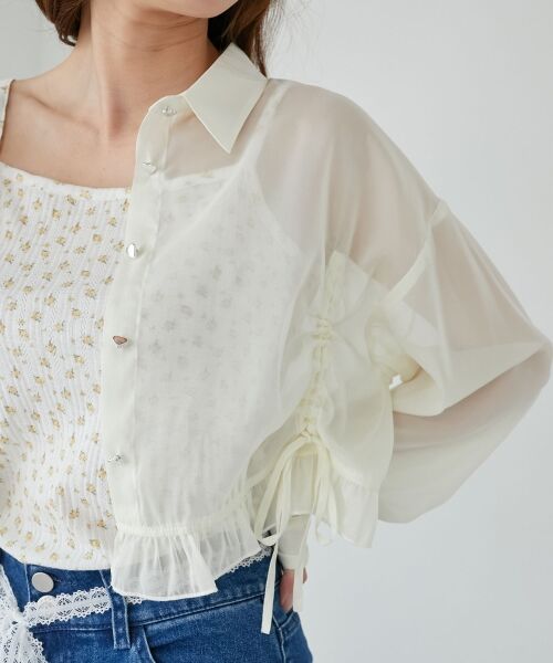 MAJESTIC LEGON / マジェスティックレゴン シャツ・ブラウス | インナー付きドロストシアーブラウス | 詳細7