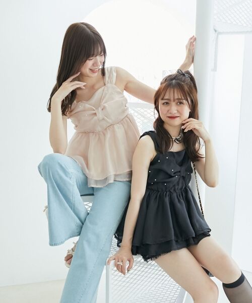 MAJESTIC LEGON / マジェスティックレゴン キャミソール・チューブトップ | キラキラビジューリボンビスチェ | 詳細1